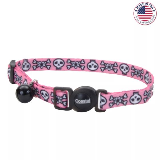 Safe Cat Pink Skulls Breakaway Collar