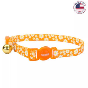 Safe Cat Orange Daisy Breakaway Collar
