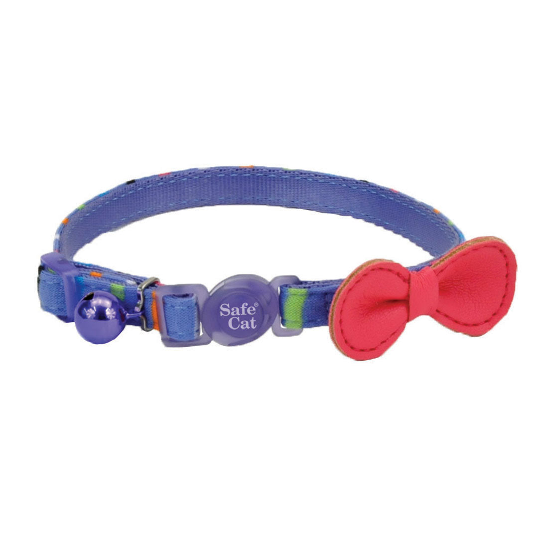 Safe Cat Striped Blue Collar With Bow